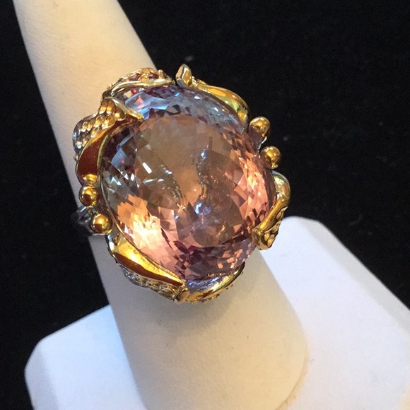 Gem & Mineral Show Jewelry - Huge Genuine Ametrine & Emerald Butterfly Ring